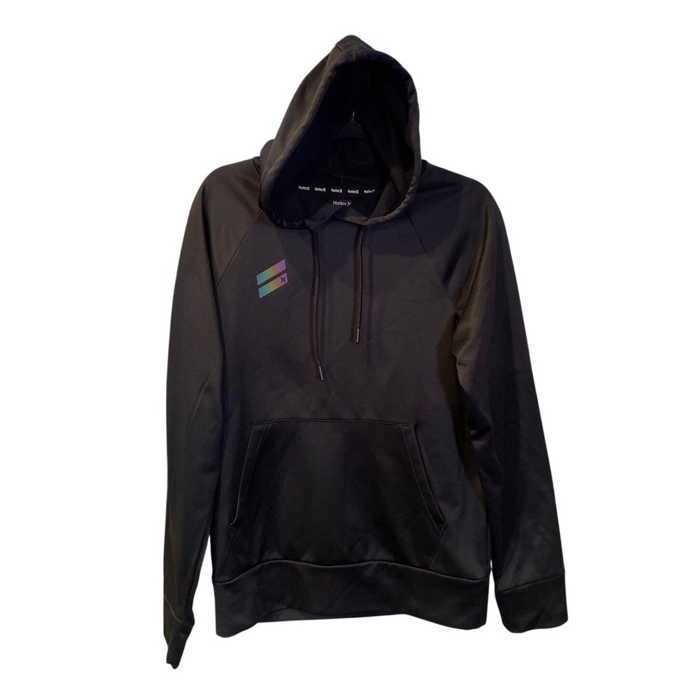 Hurley Men's Black Pullover‎ Hoodie Skater Logo Graphic Hooded Sweatshirt